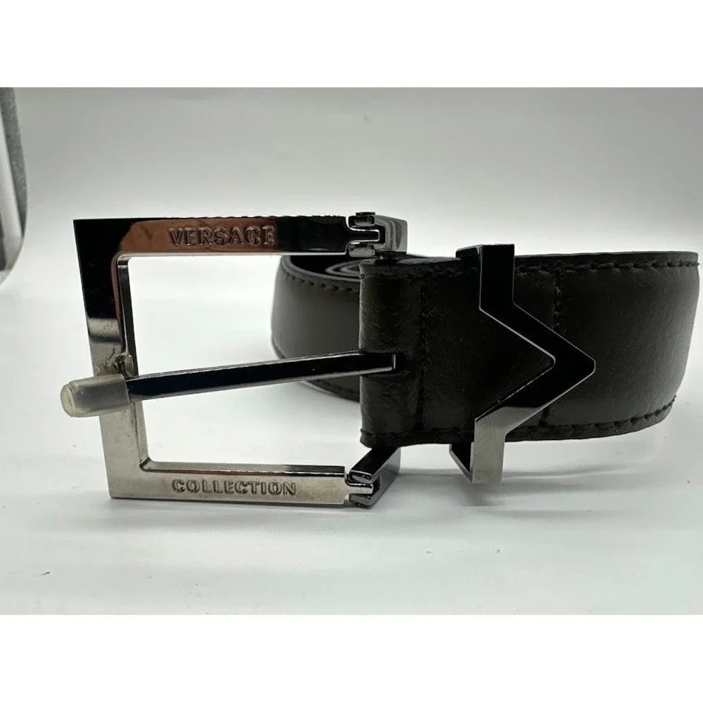 Versace Collection Mens‎ Dark Brown Leather Belt Size 38 95/110 Made in Italy